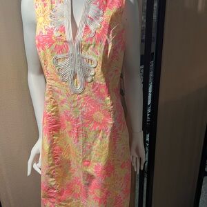Lilly Pulitzer Pink and Yellow Floral Midi Dress